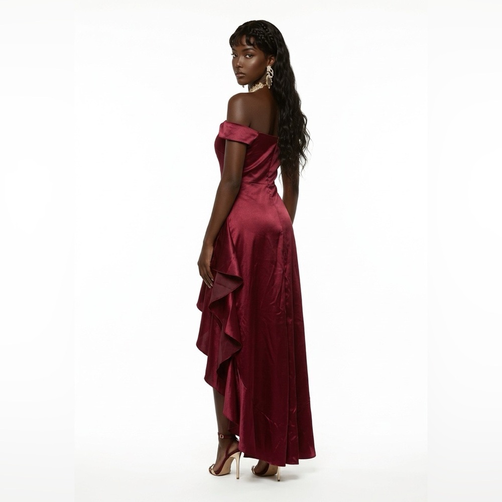 Chic One Shoulder Burgundy Dress